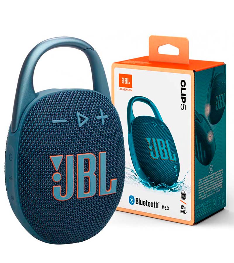 Parlante bluetooth JBL Clip 5 potencia 7W, resistente al agua IP67 - hasta 12 horas de reproducción