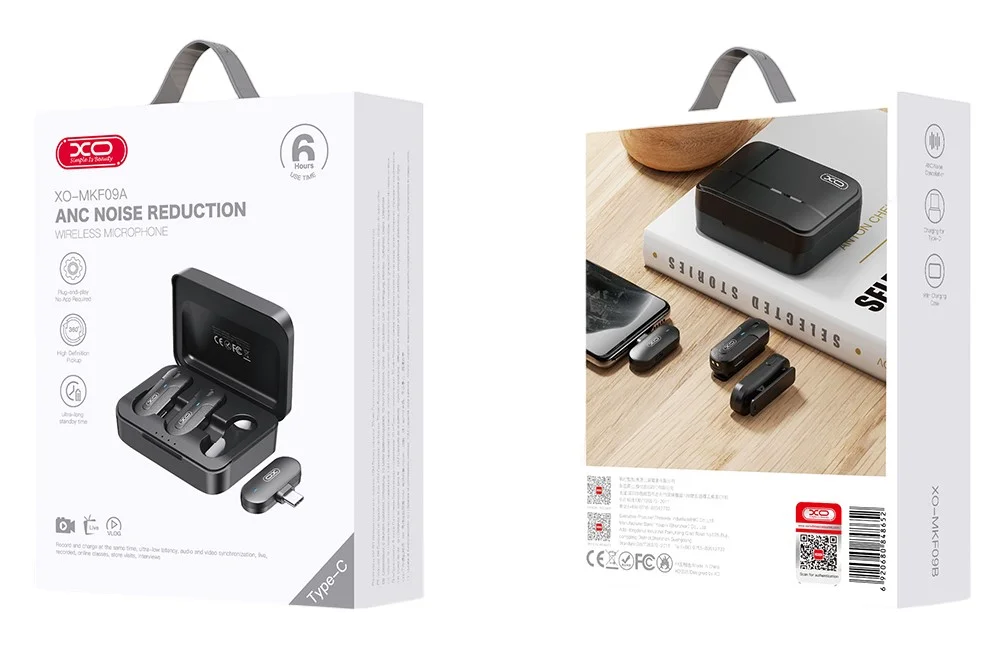 MICROFONO CON CLIP INALAMBRICO TYPE C BATERIA EXTERNA 6H XO-MKF09A BY LDNO