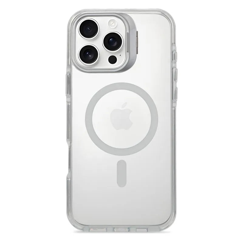 Case Magsafe transparente con parante en camara iPhone 16 6.1