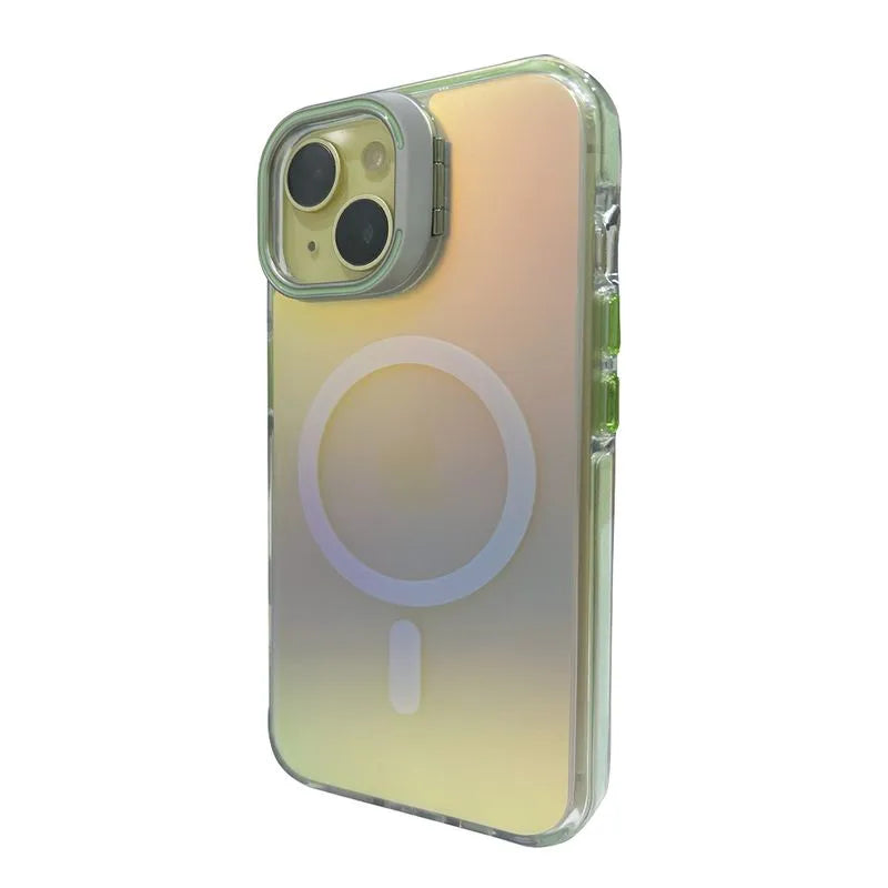 Case Magsafe premium efecto tornasol esquinero | con parante en camara iPhone 16 pro max