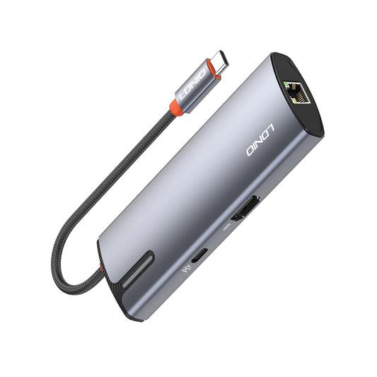 Adaptador HUB LDNIO DS-16H 6 en 1 | USB-C con HDMI 4K, RJ45, USB 3.0 y Carga Rápida 100W PD