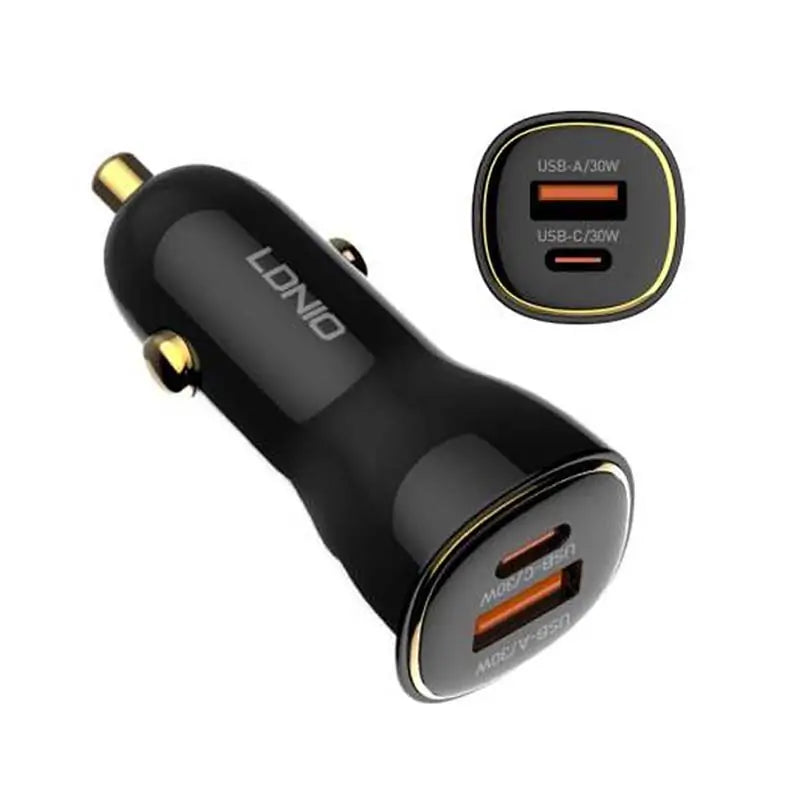 CARGADOR RÁPIDO PARA AUTO LDNIO C103 | 60W CON SALIDAS USB-C + USB-A | INCLUYE CABLE DE 1M