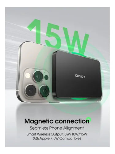 CARGADOR INALÁMBRICO MAGNÉTICO LDNIO PQ28 5,000MAH DE ALTA VELOCIDAD 15W PARA IPHONE Y ANDROID