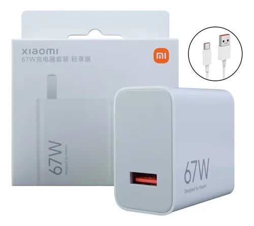 Cargador Xiaomi 67W con Cable USB-C | Súper Carga Rápida para Alta Gama