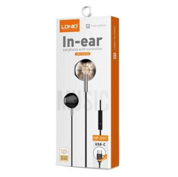 Auriculares LDNIO HP-09C con Micrófono | Tipo-C USB | Sonido Estéreo y Control de Volumen Integrado