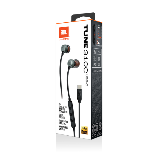JBL Tune 310C USB-C – Auriculares In-Ear con Sonido Hi-Res, Micrófono y Cable Antienredos