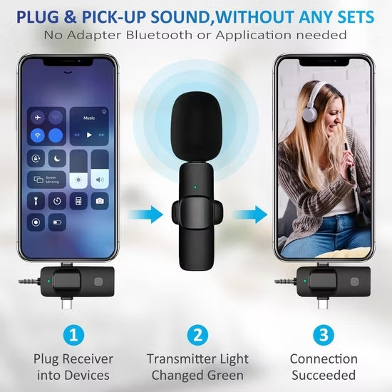 K15 Micrófono ZERO Inalámbrico con Reducción de Ruido para iPhone, Android, Smartphone, iPad, Computadora Mac, Cámara y mas