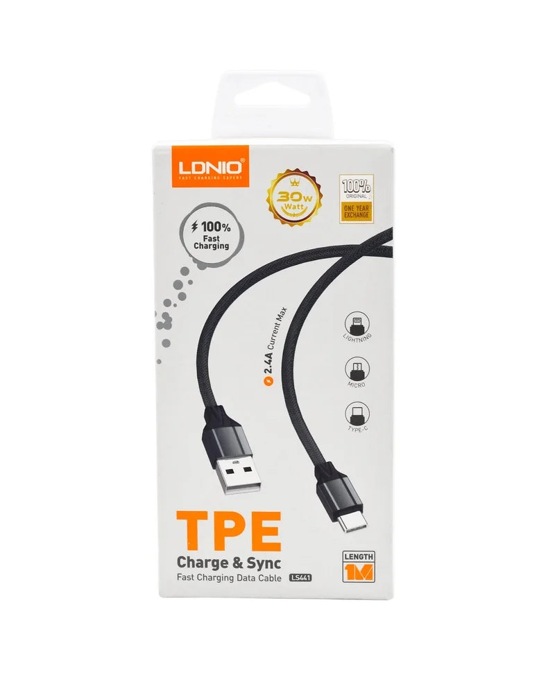 CABLE LDNIO LS441 USB A C 2.4A FAST CHARGING 1 MT