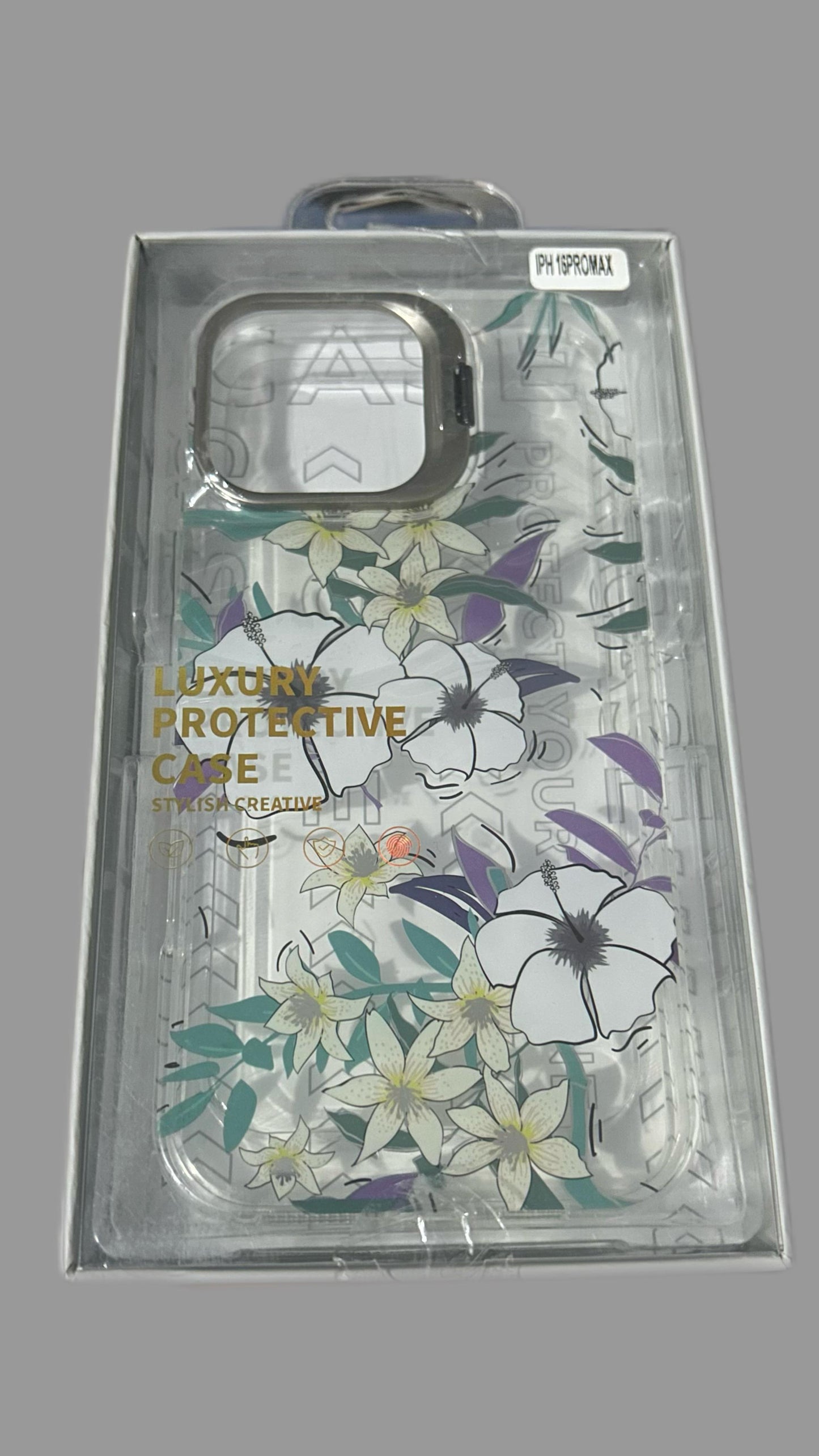 Case premium flores | con parante trasero en camara iPhone 16 pro 6.3