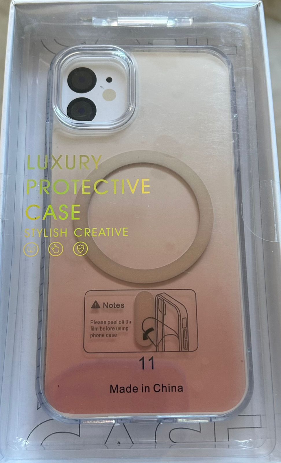 Case Magsafe transparente degradado esquina resistente Samsung iPhone 11 6.1