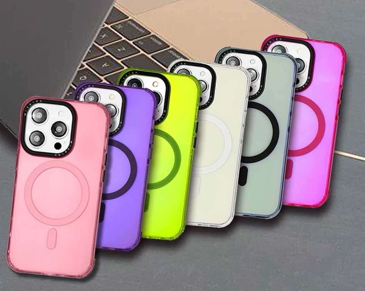 Case Mikalen Magsafe original desing transparente colorido iPhone 13/14/15 6.1