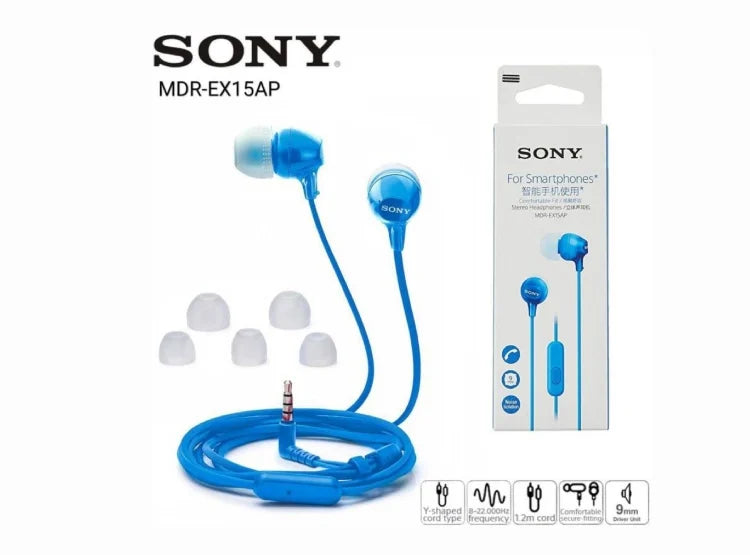 Audífonos Sony MDR-EX15AP con Micrófono – Sonido Nítido, Diseño In-Ear Cómodo y Cable Antienredos
