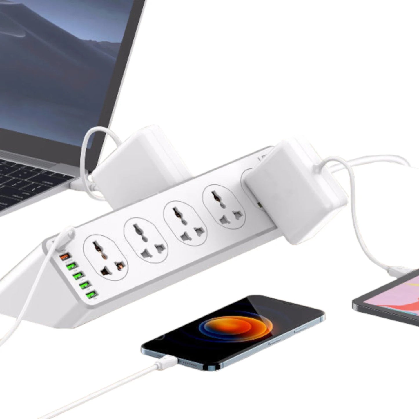 EXTENSIÓN INTELIGENTE LDNIO sc10610 de 10 TOMAS + 5 USB + 1 TYPE C | CARGA RÁPIDA Y SEGURA