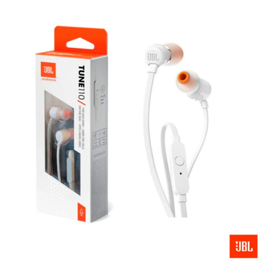 Audífonos JBL Tune 110 con Micrófono y Conector 3.5mm – Sonido Pure Bass y Llamadas Manos Libres