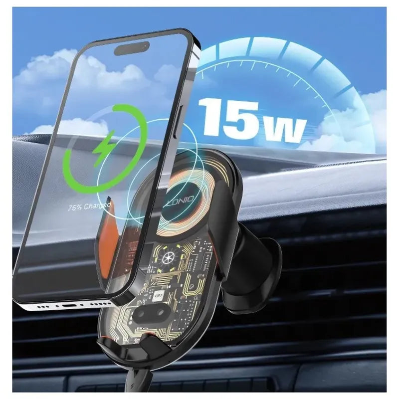 SOPORTE PARA AUTO CON CARGA INALÁMBRICA RÁPIDA 15W | SENSOR AUTOMÁTICO Y GIRO 360 LDNIO MA30-1