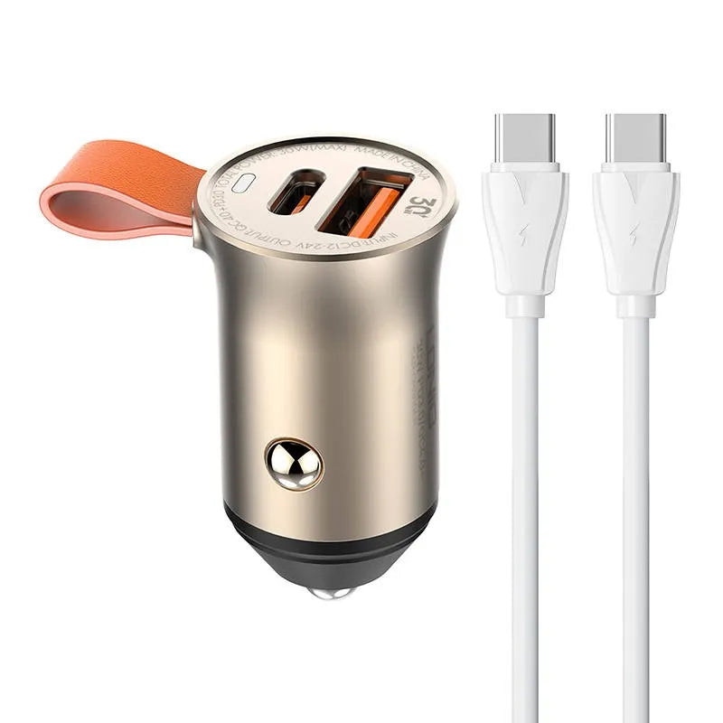 CARGADOR RÁPIDO PARA AUTO LDNIO C509Q | 30W USB-C PD + QC4.0 | CABLE TYPE C TO LIGHTNING INCLUIDO DE 1M