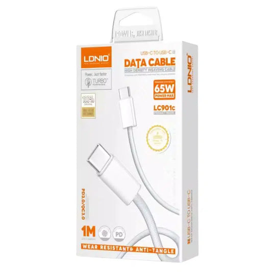 Cable LDNIO LC901C USB-C a USB-C 65W – Potencia y velocidad en tus manos