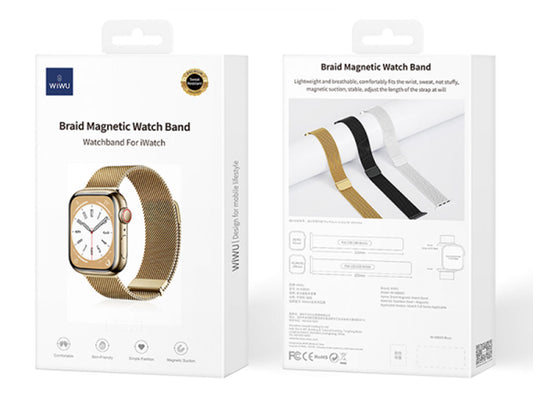 Correa Magnética Trenzada WiWU WI-WB005 para Apple Watch 42/44/45/49mm – Elegante, Cómoda y Ajustable