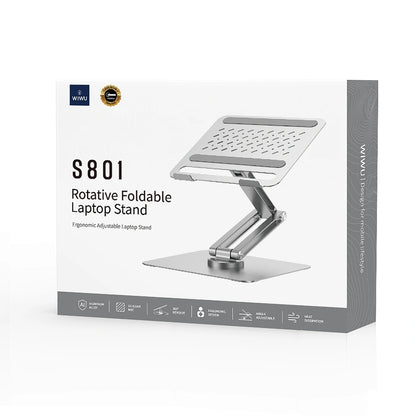 WiWU S801 – Soporte Premium de Aluminio para Laptop con Giro 360° y Altura Regulable