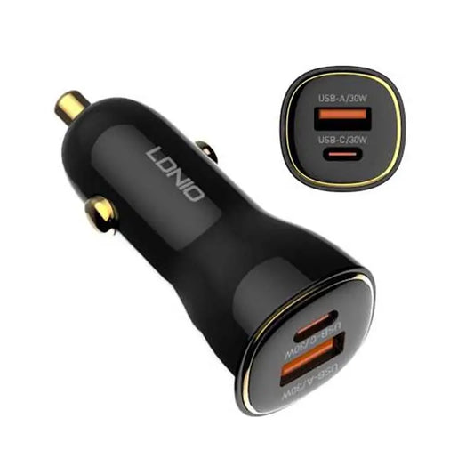 CARGADOR RÁPIDO PARA AUTO LDNIO C103 | 60W CON SALIDAS USB-C + USB-A | INCLUYE CABLE DE 1M