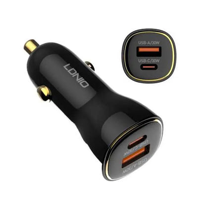 CARGADOR RÁPIDO PARA AUTO LDNIO C103 | 60W CON SALIDAS USB-C + USB-A | INCLUYE CABLE DE 1M