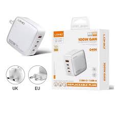 Cargador LDNIO GaN 100W Q408 | Ideal para MacBook, iPad y iPhone | 3 USB-C + 1 USB-A con Enchufe Universal