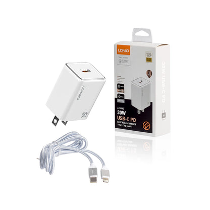 LDNIO A1508c Cargador iPhone 30W lightning – Carga Rápida con USB-C PD
