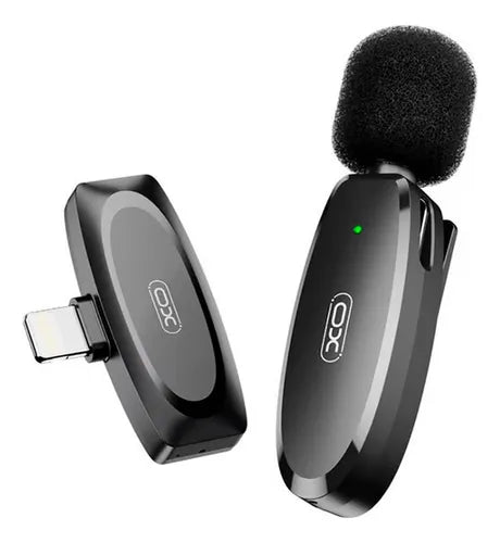 MICRÓFONO INALÁMBRICO XO-MKF08B PARA IPHONE CON CONEXIÓN LIGHTNING Y REDUCCIÓN DE RUIDO AI
