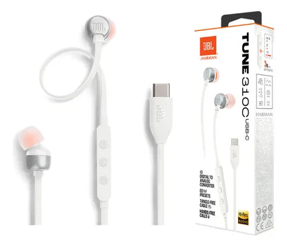 JBL Tune 310C USB-C – Auriculares In-Ear con Sonido Hi-Res, Micrófono y Cable Antienredos