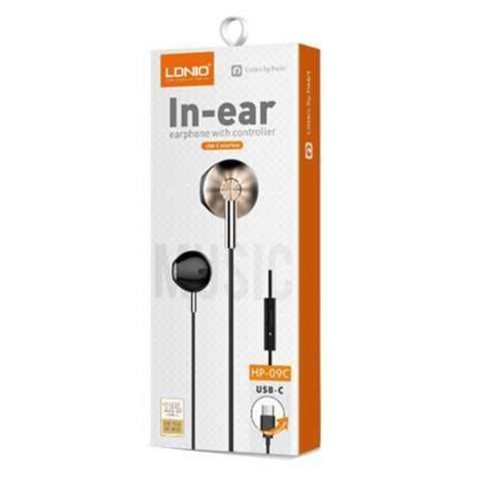 Auriculares LDNIO HP-09C con Micrófono | Tipo-C USB | Sonido Estéreo y Control de Volumen Integrado