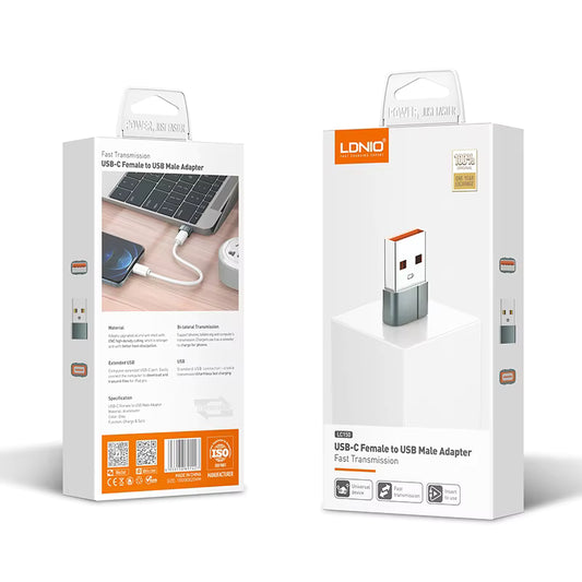 Adaptador USB-C Hembra a USB Macho LDNIO LC-150 – Conexión Rápida y iPhone & android