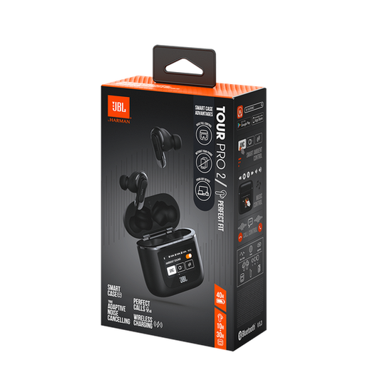 JBL Tour Pro 2 – Audífonos True Wireless Premium con Pantalla Táctil en el Estuche y Cancelación Activa de Ruido hasta 40h