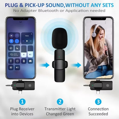 K15 Micrófono ZERO Inalámbrico con Reducción de Ruido para iPhone, Android, Smartphone, iPad, Computadora Mac, Cámara y mas
