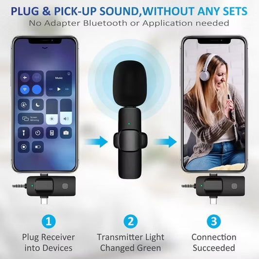 K15 Micrófono ZERO Inalámbrico con Reducción de Ruido para iPhone, Android, Smartphone, iPad, Computadora Mac, Cámara y mas