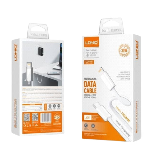 CABLE LDNIO lc901i TIPO C A LIGHTNING 30W FAST CHARGING 1 MT
