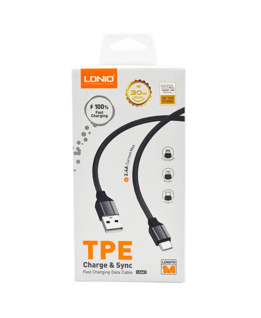 CABLE LDNIO LS441 USB A C 2.4A FAST CHARGING 1 MT