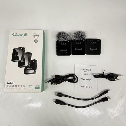 Micrófono Baiwangli SX39 para type c y lightning | Sonido Profesional Inalámbrico con ANC y Conexión 2.4G