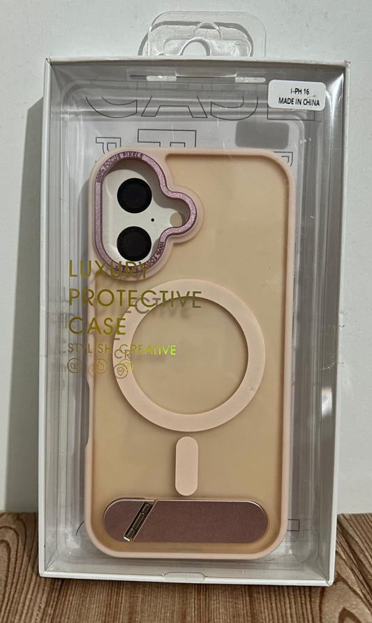 Case Magsafe premium ahumado RC | con soporte inferior iPhone 16 6.1