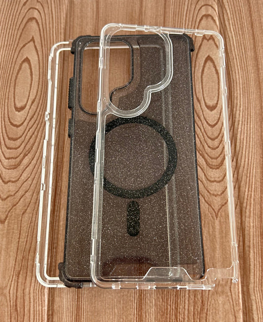 Case 360 3en1  MagSafe brillo escarcha premium Samsung s24/s25