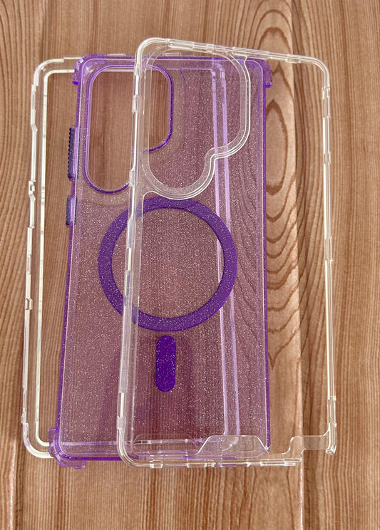 Case 360 3en1  MagSafe brillo escarcha premium Samsung s25 ultrs