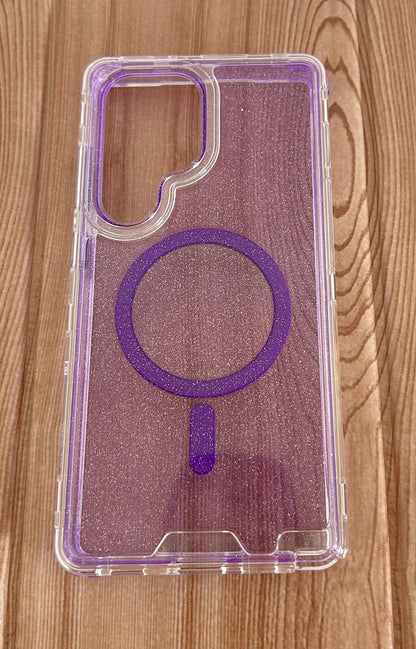 Case 360 3en1  MagSafe brillo escarcha premium Samsung s25 ultrs