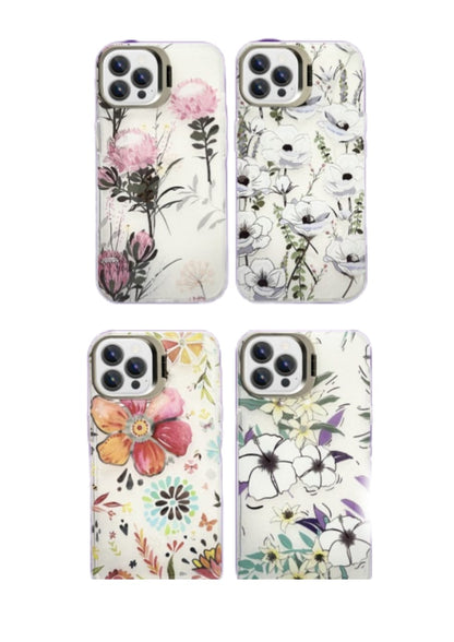 Case premium flores | con parante trasero en camara  iPhone 15 pro max