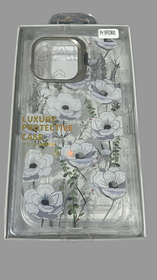Case premium flores | con parante trasero en camara  iPhone 16 pro max