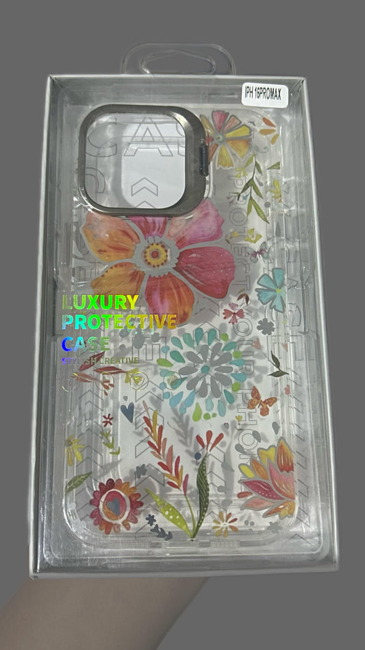 Case premium flores | con parante trasero en camara  iPhone 15 pro max