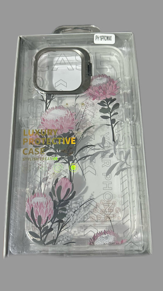 Case premium flores | con parante trasero en camara  iPhone 15 pro max