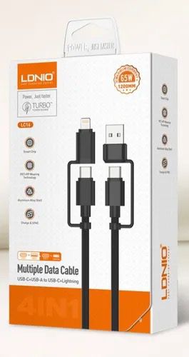 Cable 4 en 1 LDNIO LC116 USB-A/USB-C a Lightning y USB-C | Carga Rápida 65W - 1.2m