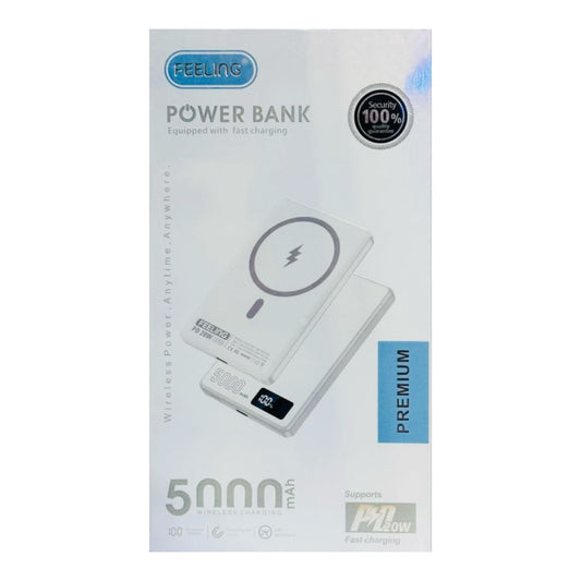Power Bank Feeling 5000 mAh Certificado | Carga Inalámbrica Rápida 20 W ⚡