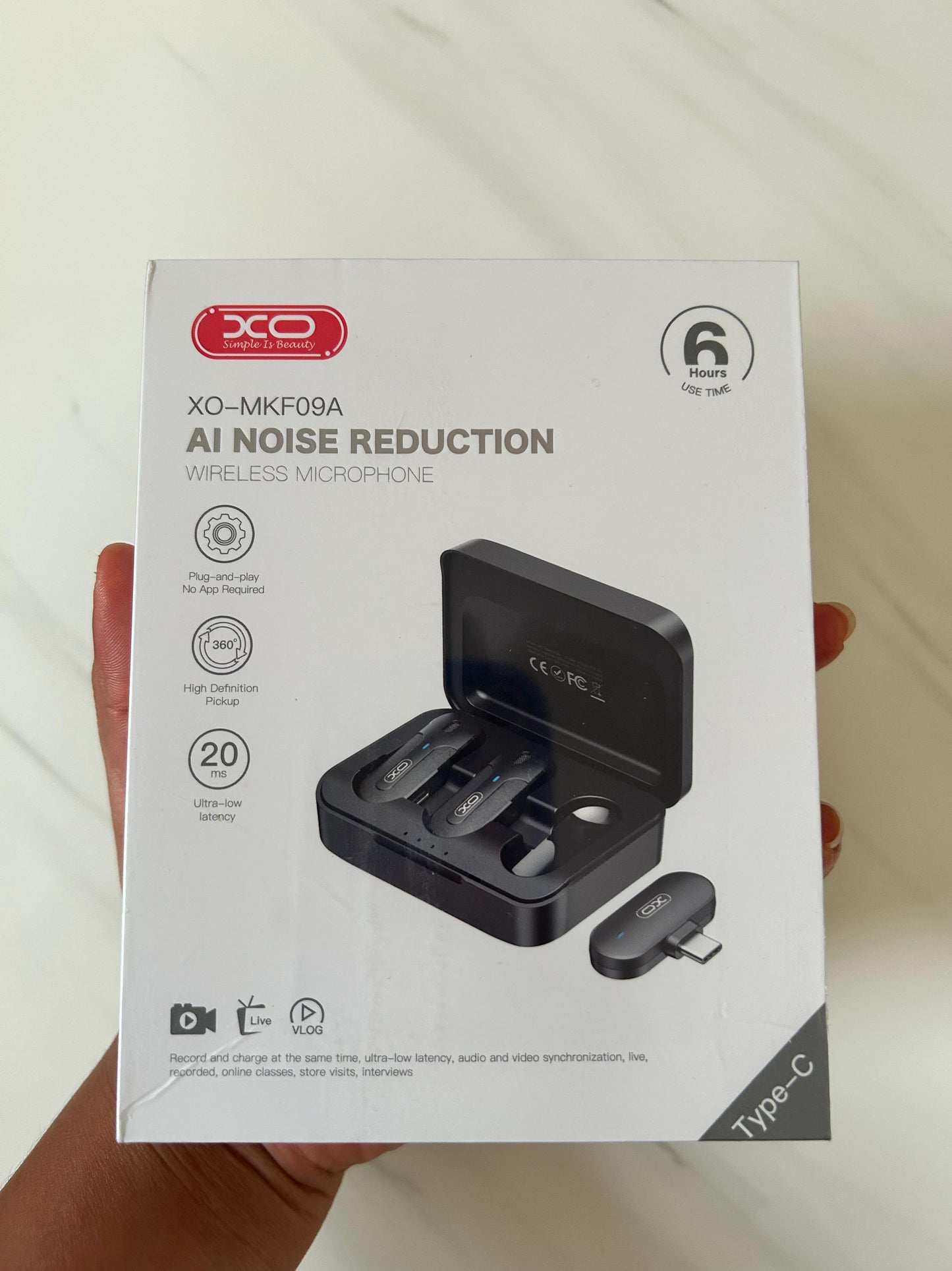 MICROFONO CON CLIP INALAMBRICO TYPE C BATERIA EXTERNA 6H XO-MKF09A BY LDNO