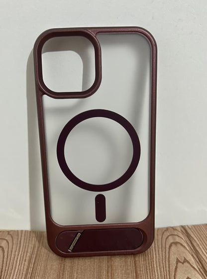 Case Magsafe premium ahumado | con soporte inferior iPhone 13/14/15 6.1