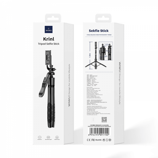 Selfie Stick 1.6mt 3 en 1 WiWU WI-SE012– Palo Selfie con Trípode, Rotación 360° y Mando Bluetooth